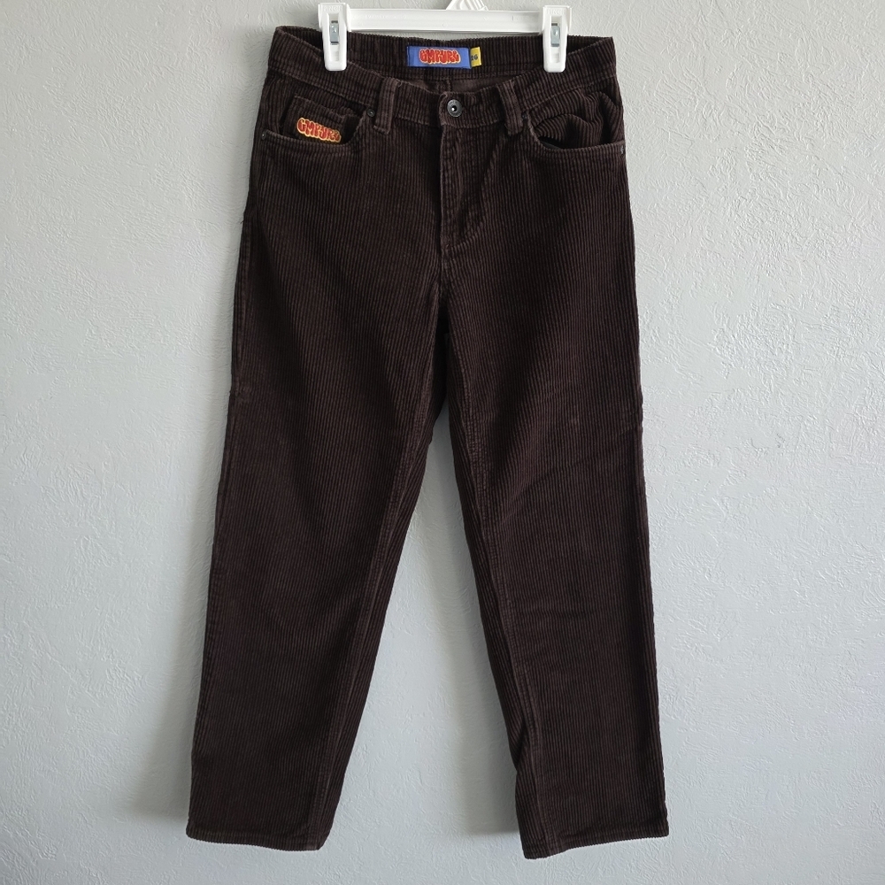 Empyre Mens Junior Corduroy Skate Pants Brown Relax Loose Fit Baggy Size 26
